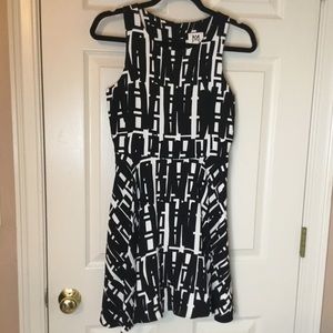 MILLY Minis Black & White Geo print Fit & Flare Girls Dress - 14